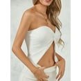 thumbnail image 5 of Mevireiy Women Twist Front Tube Top Split Hem Sleeveless Strapless Bandeau Crop Tops for Party Club Night, White, L, 5 of 8