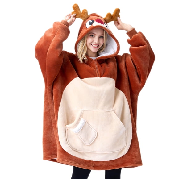 Sudadera portátil con capucha para adultos, con capucha, diseño de sherpa, para adultos