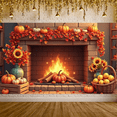thumbnail image 6 of Decorative Design Autumn Theme Pumpkin Motif Fall Leaves Cozy Fireplace for Thanksgiving Decoration Indoor Display Seasonal Celebration, 6 of 9