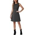 thumbnail image 1 of Vestido sin mangas de corte ajustado y acampanado de cuadros houndstooth para mujer, por encima de la rodilla, en negro y gris, 1 of 6