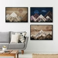 thumbnail image 3 of IDEA4WALL Framed Canvas Print Wall Art Set of 3 Western Sun Shines Over Snowy Mountain Forest Pattern Wall Decor Geometric Landscape Retro Prints Nature Minimal Artwork - 16"x24"x3 Black, 3 of 5