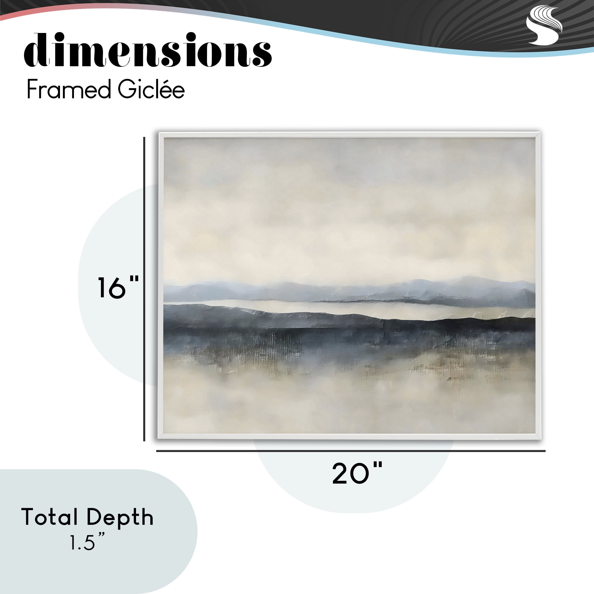 Stupell Industries Misty Muted Horizon White Framed Giclee Art, design by Riley B