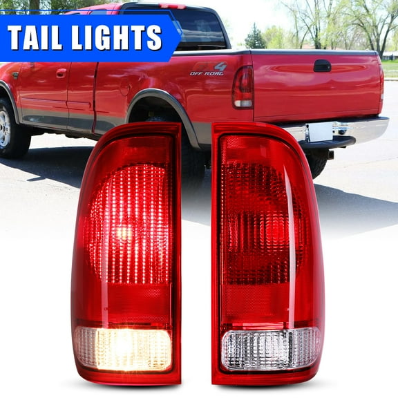 For 1997-2003 Ford F-150 /1999-2007 Ford F-250 F-350 F-450 F-550 Super Duty(Fits Styleside Model Only) Tail Lights Brake Lamps-Red Lens