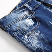 Isvgxsz New Denim Pants for Men Casual Comfort Waist Skinny Pants Men Print Quick Drying Long Pants Pocket Button Front Mid Waist Skinny Jeans For Men Light Blue Xl