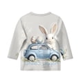 thumbnail image 3 of OIOLOYJM Easter Shirts for Girl Cute Egg Print 3/4 Sleeve Shirts Summer Crew Neck T-Shirt Lightweight Trendy Blouses Light Gray 9-10 Year, 3 of 4