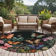 thumbnail image 4 of Round Area Rug 5ft Spring Flower Leaves Circle Kitchen Mats Non-Slip Vintage Butterfly Washable Round Carpet for Kitchen Living Room Bedroom Home Decor, 4 of 7