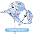 thumbnail image 6 of Tisoloow Baby Sun Hats Boys Girls Summer UPF 50+ Sun Protection Toddler Beach Hat Neck Flap Kid Cap with Wide Brim Blue Dinosaur Medium, 6 of 9