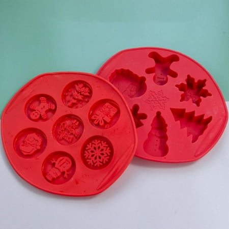 

2pcs Christmas Mold Silicone Dessert Mold Christmas Theme Baking Tool DIY Dough Fondant Chocolate Candy Making Mold