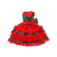 thumbnail image 3 of Seyurigaoka Kids Girl Christmas Sequin Princess Dress, O-neck Ruffle Hem Tulle Dress, 3 of 5