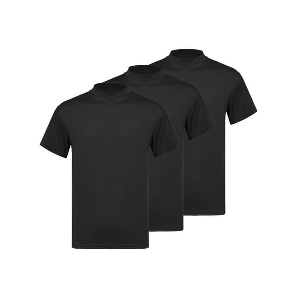 Aiihoo Men Undershirt Crew Neck Short Sleeve Workout Gym T-Shirt Cotton Tank Top Summer Slim Fit Tops 3pcs Black L