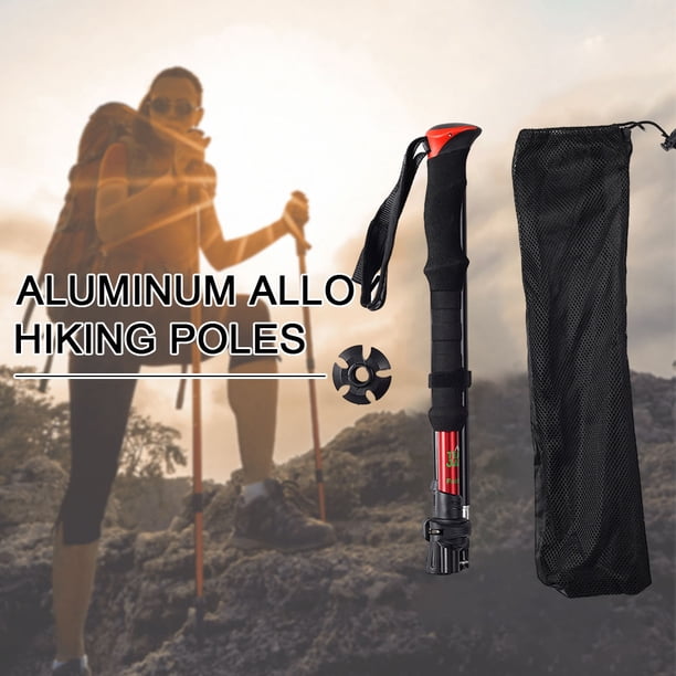 Bastón de trekking plegable de 4 secciones Bastones de senderismo ajustables para hombres y mujeres