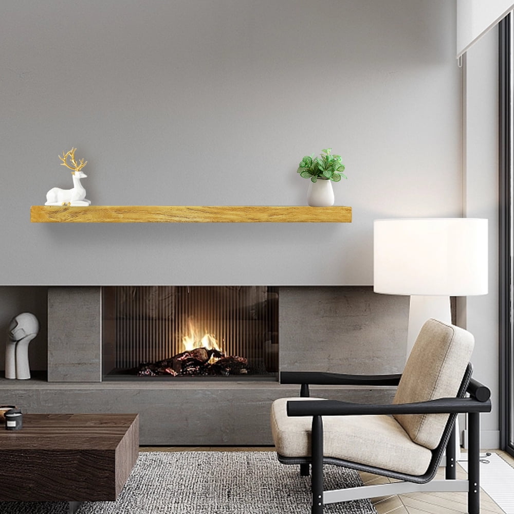 Floating Shelves 60" L Concrete Made Rustic Wall Shelf for Wall Storage & Home Decor, Wall Mounted Display Shelf for Living Room Bedroom Mantelpiece Garage, Faux Walnut Grain
