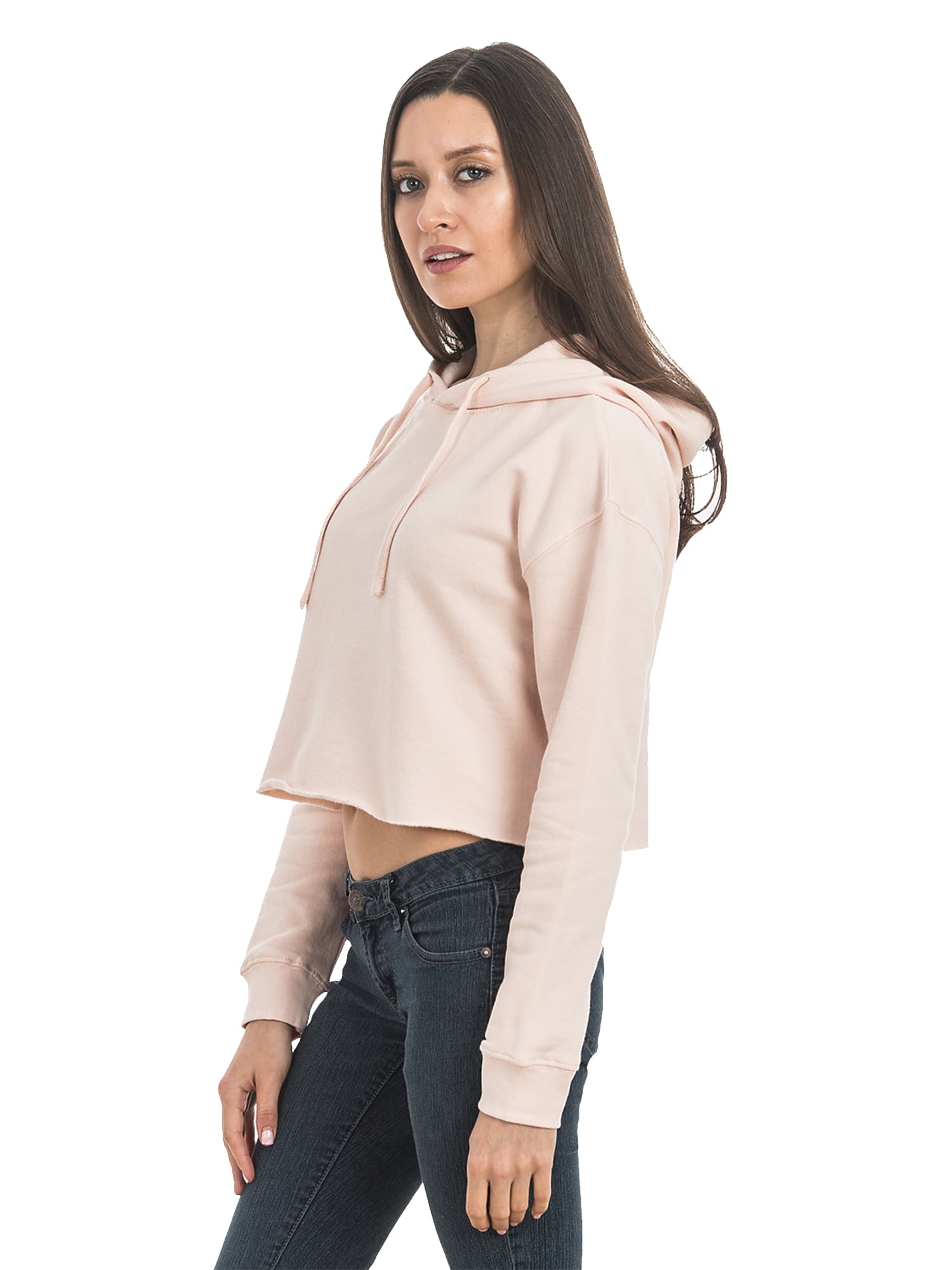 Cropped Hoodie Sweatshirt Pale Pink 