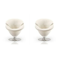 Manhattan Comfort Tulip Velvet Swivel Accent Chair in White (Set of 2)