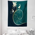 thumbnail image 1 of Floral Tapestry, Classic Ornamental Swirled Flower Beauty with Curved Petals Design, Wall Hanging for Bedroom Living Room Dorm Decor, 60W X 80L Inches, Dark Blue Gold Petrol Blue, by Ambesonne, 1 of 2