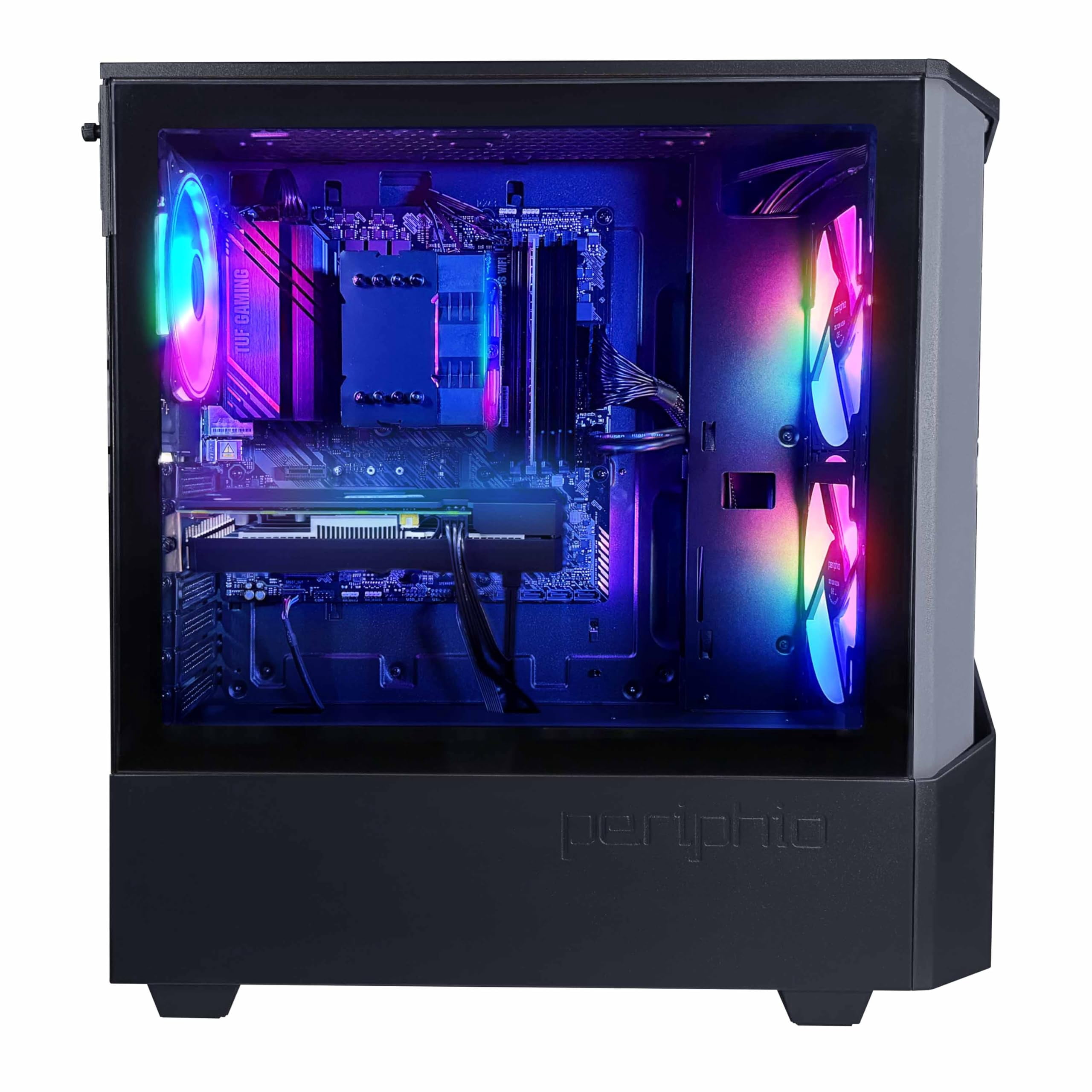 Periphio Reaper Gaming PC, AMD Ryzen 5 5500 up to 4.4GHz with Raddeon RX 6500 XT 4GB GPU (Gaming Optimized), 16GB RAM, 1TB SSD, WiFi, Windows 11 Desktop, Black, Full Battlestation