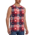 thumbnail image 2 of Kdxio Heart Plaid for Men's Muscle T-shirt,Sleeveless for Workout Running Athletic Gym Lounge Casual, 2 of 7