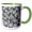 Green/White, variant on 3drose, Mixture of Abstract Flowers and Leaves, Green, White and Purple Hues, 11oz Two-tone Red Mug