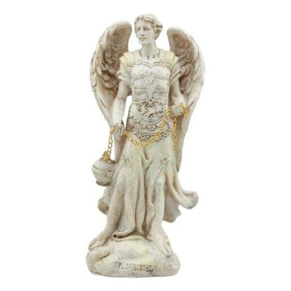 Ebros Statue d'Archange du Conseil Angélique Église Chrétienne Orthodoxe Grecque Peinte Ivoire Figurine Haute 5 Pouces (Sealtiel la Prière de Dieu)