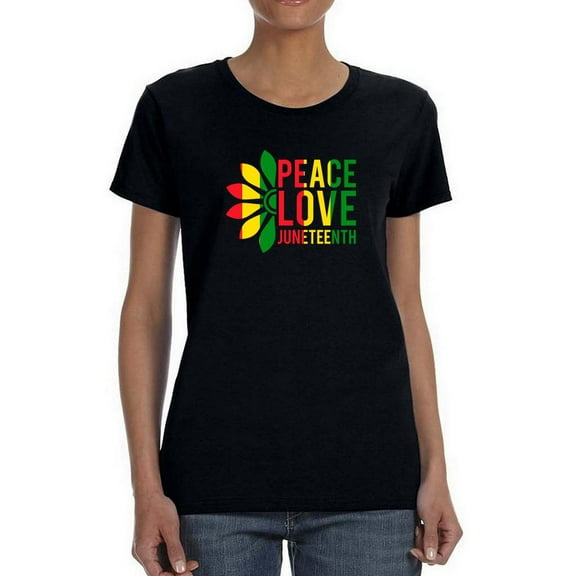 Peace Love Juneteenth Shaped T-Shirt Women -Smartprints Designs, Female XX-Large
