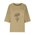 thumbnail image 5 of Women's Tops, Tees & Blouses Plus Size,Womens Cotton Linen 3/4 Sleeve Tops Vintage Floral Printed Boho T Shirt Wildflower Graphic Loose Casual Pocket Tops, 5 of 6