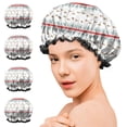 thumbnail image 7 of Shower Caps,Christmas Tree and Bird Pattern Waterproof Shower Cap for Women 4 Pieces,Double Reusable Hair Cover for Shower PEVA Elastic Stretch Hem, 7 of 7