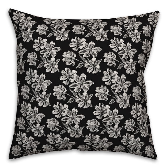 Creative Products Flowers in Black 16x16 Spun Poly Pillow
