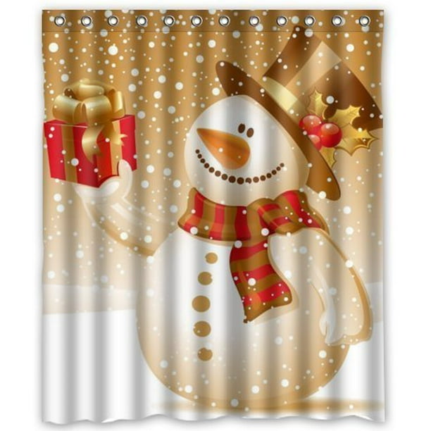 HelloDecor snowman Merry Christmas Shower Curtain Polyester Fabric