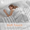 thumbnail image 4 of 3 Piece Grey Striped Coastal Duvet Cover Set Twin Size, Microfiber Comforter/Quilt Cover with Corner Ties and 2 Pillowcases, Nautical Beach Starfish Shell All Season Soft Bedding with Zipper Closure, 4 of 8