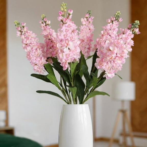 6pcs Long Stem Delphinium Artificial Flowers for Tall Vase Pink Larkspur Floral Arrangements Wedding Flower Decorations