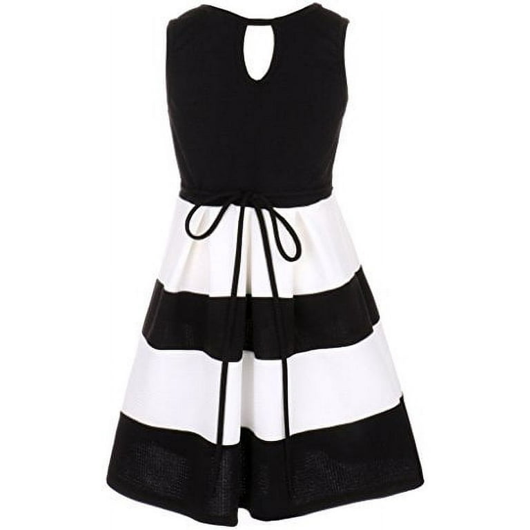 Black and white striped flower girl dress on sale