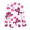 thumbnail image 5 of Kilaqueen Breast Cancer Awareness Shirts for Women Long Sleeve Oblique Collar V Neck Pink Ribbon Print October Tops for Going Out, 5 of 5