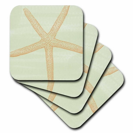

3dRose Orange Starfish - Beach Themed Art Soft Coasters set of 8