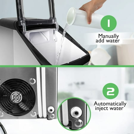 Costway - Nugget Ice Maker Machine Countertop Chewable Ice Maker 29lb/Day Self-Cleaning - Silver