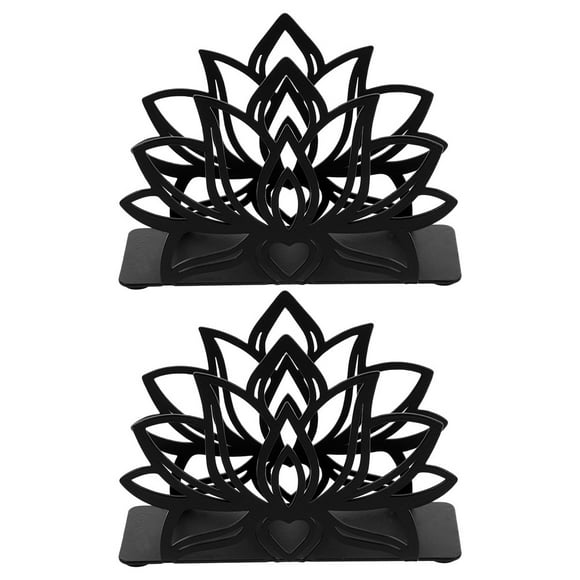 GOOHOCHY 2 servilleteros de metal con forma de flor de loto, organizador independiente, dispensador de pañuelos de estilo rústico, soporte para servilletas de mesa para cocina, restaurante y picnic.