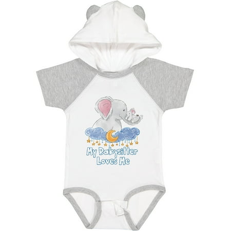 

Inktastic My Babysitter Loves Me Cute Elephants Clouds Moon and Stars Gift Baby Boy or Baby Girl Bodysuit