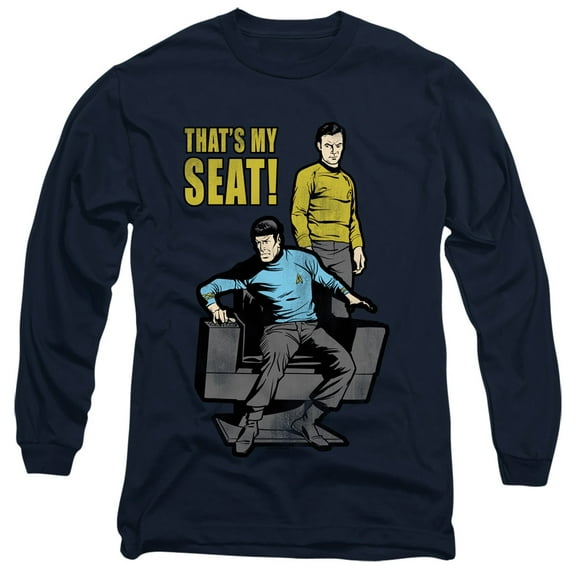 Star Trek My Seat Long Sleeve Adult 18/1 T-Shirt Royal Blue
