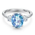thumbnail image 3 of Gem Stone King 3.50 Ct Oval Millennium Blue Mystic Quartz 925 Sterling Silver Ring, 3 of 6