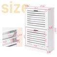thumbnail image 5 of Hassch Narrow Shoe Storage Cabinet with 2 Flip Drawers & Ventilated Slatted Front, Space-Saving Entryway Shoe Rack Organizer for Small Spaces, 21.26"L x 9.84"W x 33.07"H, White, 5 of 10