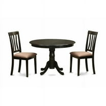 East West Furniture  3 Piece Kitchen Nook Dining Set-Round Kitchen Table and 2 Slatted Back Kitchen Chairs - Cappuccino