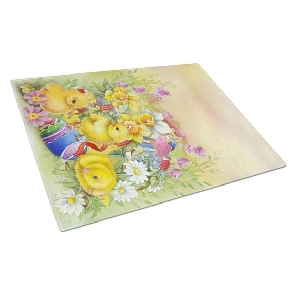 Carolines Treasures APH5613LCB Easter Chicks and Eggs Glass Cutting Board Large, 12H x 16W, multicolor