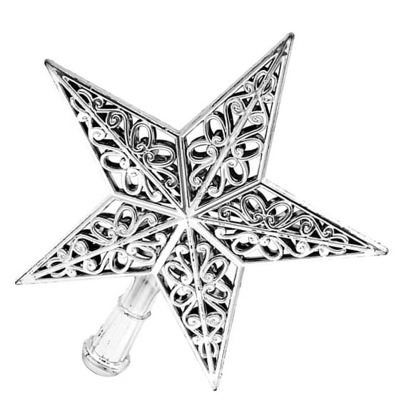 KALLORY 1Set Christmas Tree Topper Star Ornament Classic Glittering Silver Plastic Hanging Decoration For Home Decor