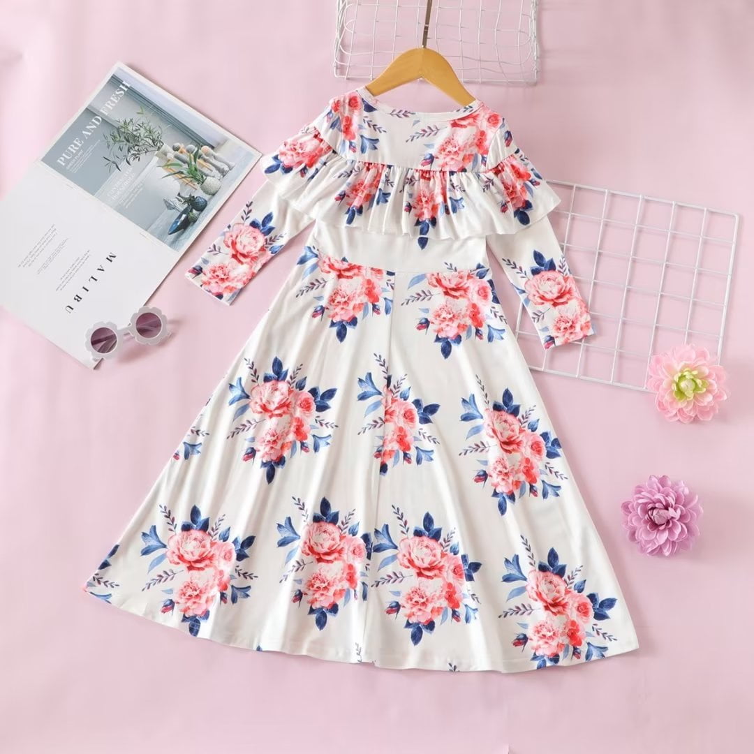 Baby Girl 95% Cotton Drop Shoulder Cap-sleeve Letter Print Splicing Butterfly Print Dress