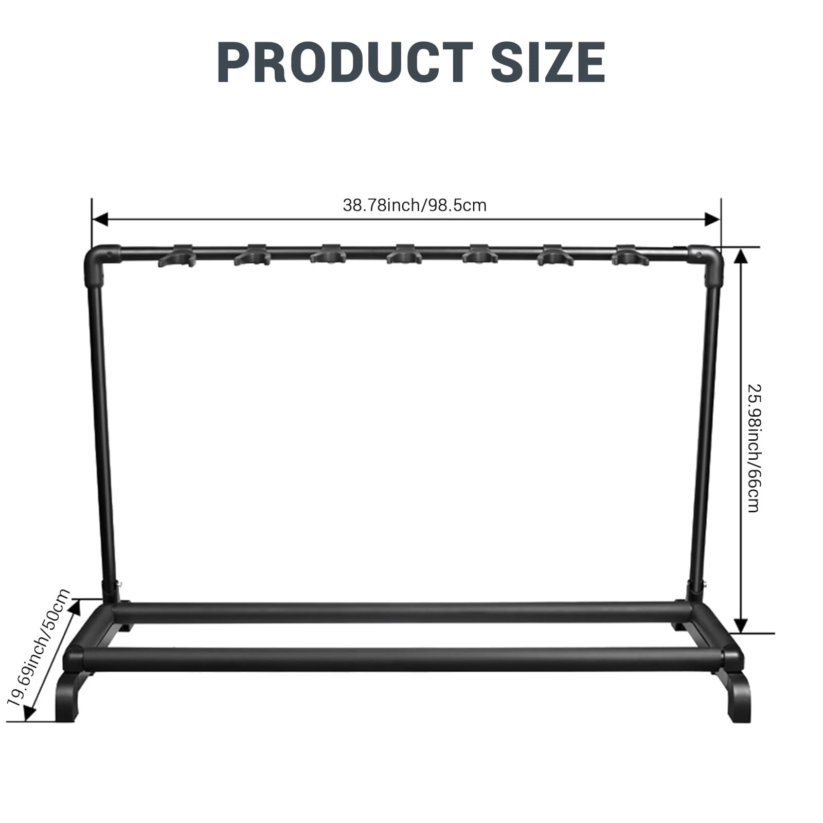 Multiple Guitar Stand, 7 Holder Foldable Multi Guitar Display Rack with Thick Rubber Padding Universal Holder for Classical Acoustic Electric Bass