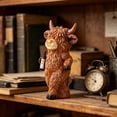 thumbnail image 2 of YYV Durable Resin Cow Tabletop Figurine Highland Cow Sculpture Shelf Mantel Decorative Accent For Home 1-Pack, 2 of 9