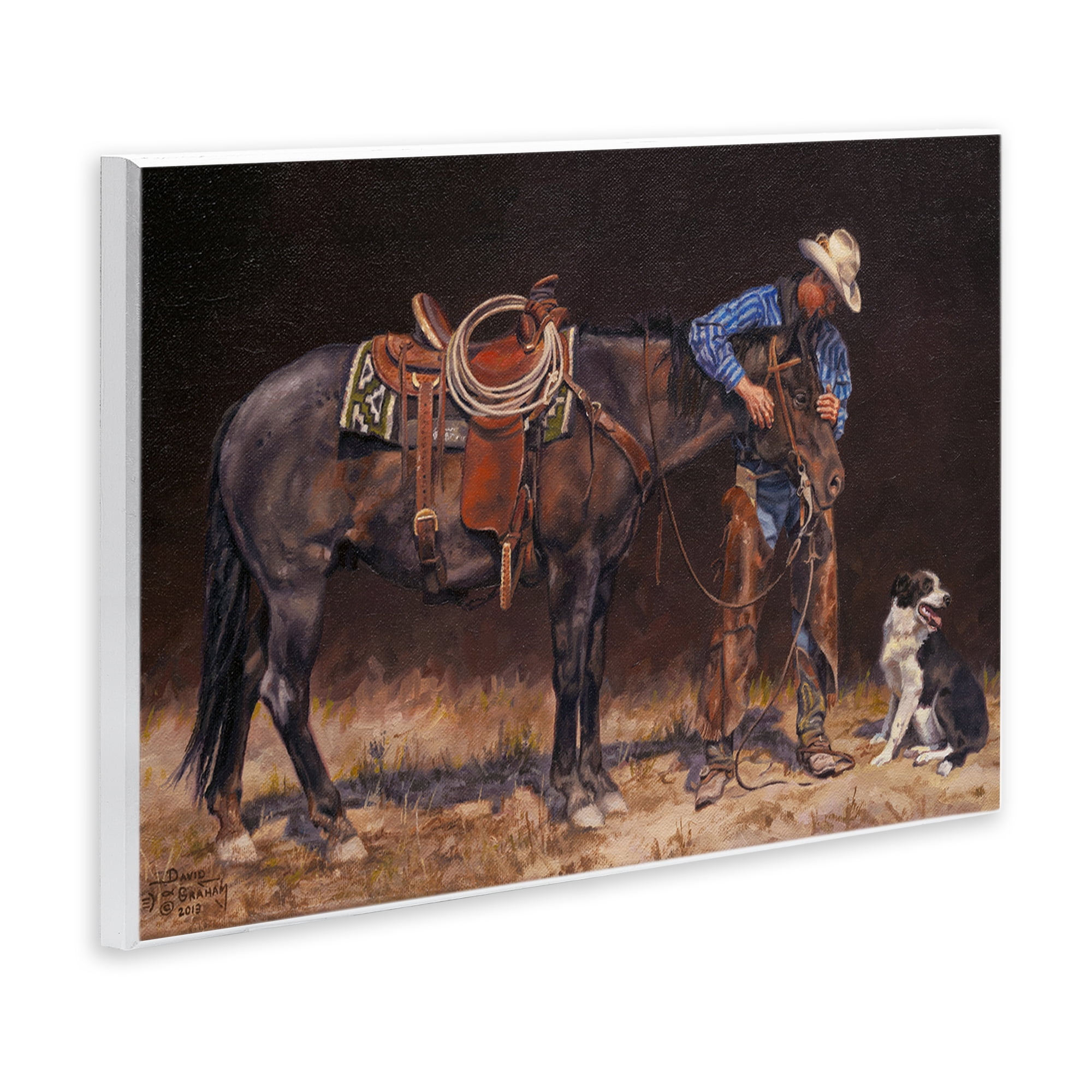 Stupell Industries Western Horse & Dog Animals & Insects Painting Unframed Art Print Wall Art, 15 x 10