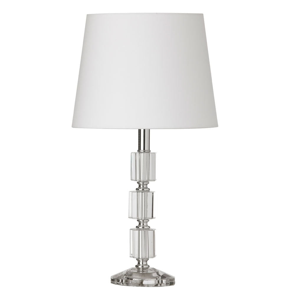 1 Light Table Lamp 3Crystal column w/Wht Shade