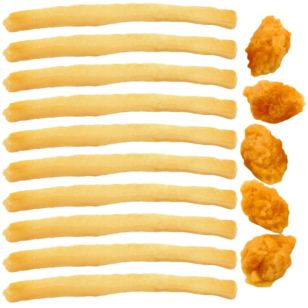 15 piezas de simulación de papas fritas cocinadas, nuggets de pollo, modelo de comida de juguete