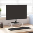 thumbnail image 2 of Soporte para monitor VidaXL blanco con almacenamiento de vidrio templado y metal, 2 of 7