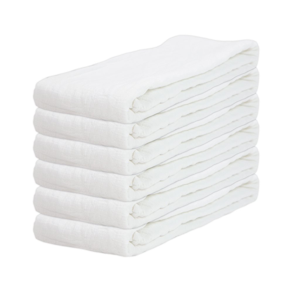 6 Pack of Floursack Kitchen Towels Large 36 x 36 in. White 100